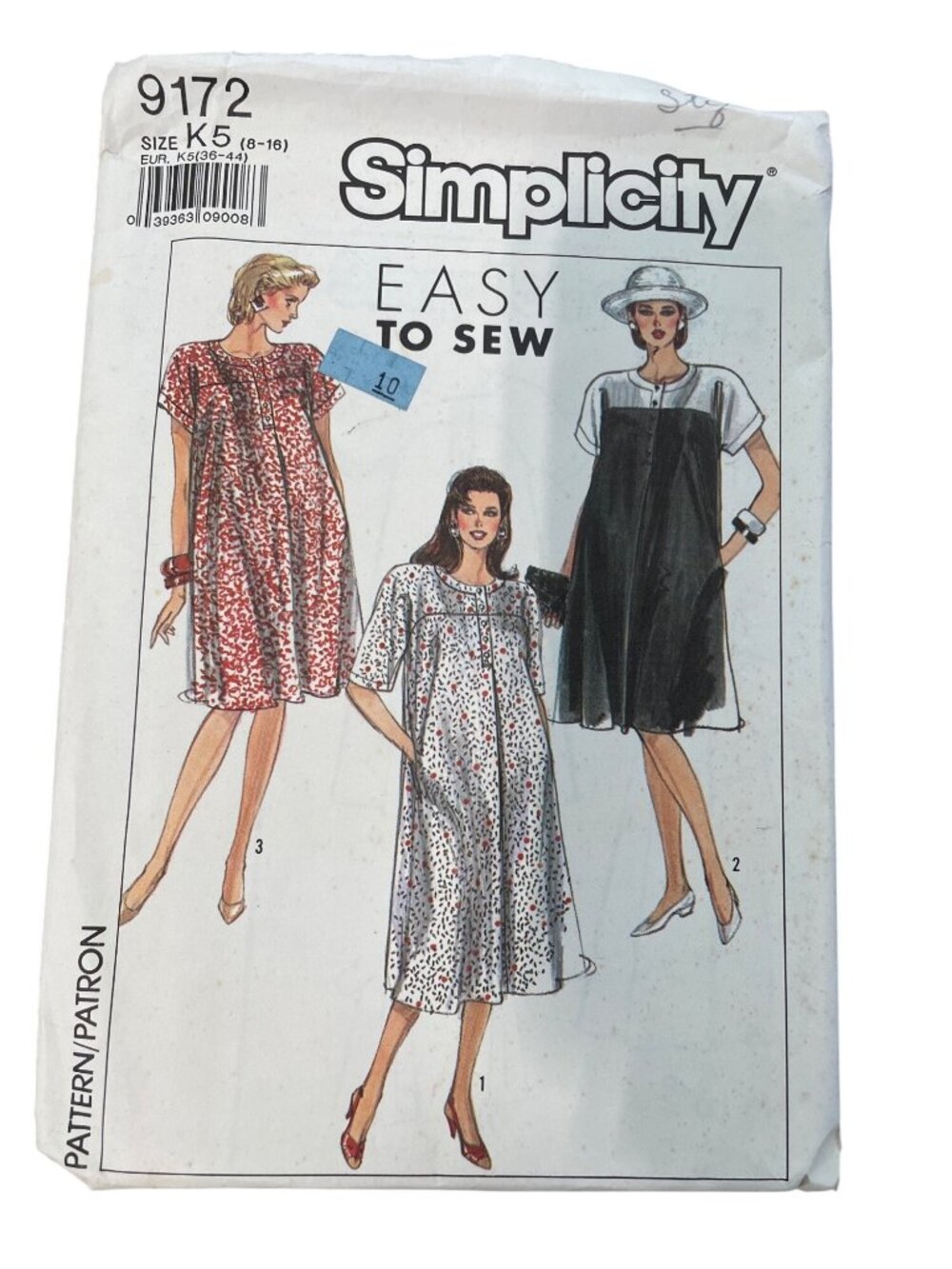 Vintage 80s Simplicity 9172 Sewing Pattern Size 8-16 Maternity Dress UNCUT